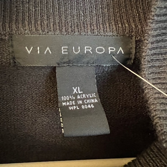 Via Europa Charcoal Zip Neck Phantom Sweater Sz XL NWT - Picture 3 of 5